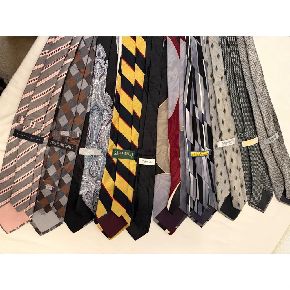Mens Designer Silk Tie Lot 10pc Banana Republic Calvin Klein Stafford Arrow Tie